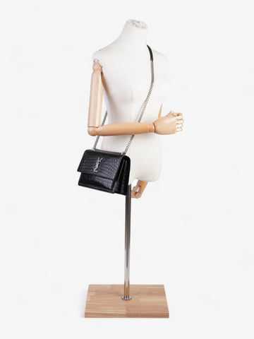 Saint Laurent Sunset Black Embossed Leather Medium