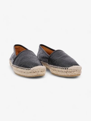 Gucci CS Embossed Espadrille Black Leather EU 39.5 UK 6.5