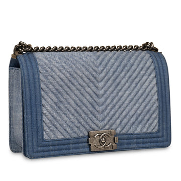 Chanel Denim Chevron Boy Bag - Medium