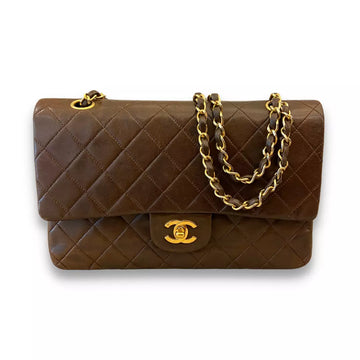 CHANEL BROWN LEATHER TIMELESS CLASSIQUE FLAP BAG