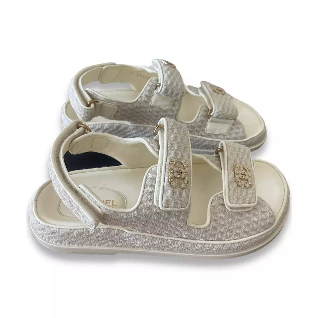 CHANEL WHITE DAD SANDALS