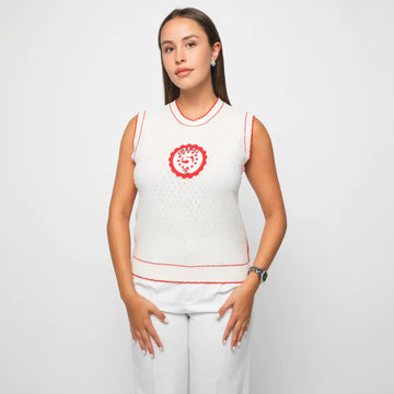 CHANEL WHITE/RED CRUISE COLLECTION 2022 TOP
