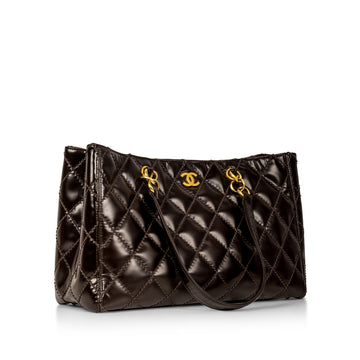 Chanel Shopping Tote Patent - Dark Brown