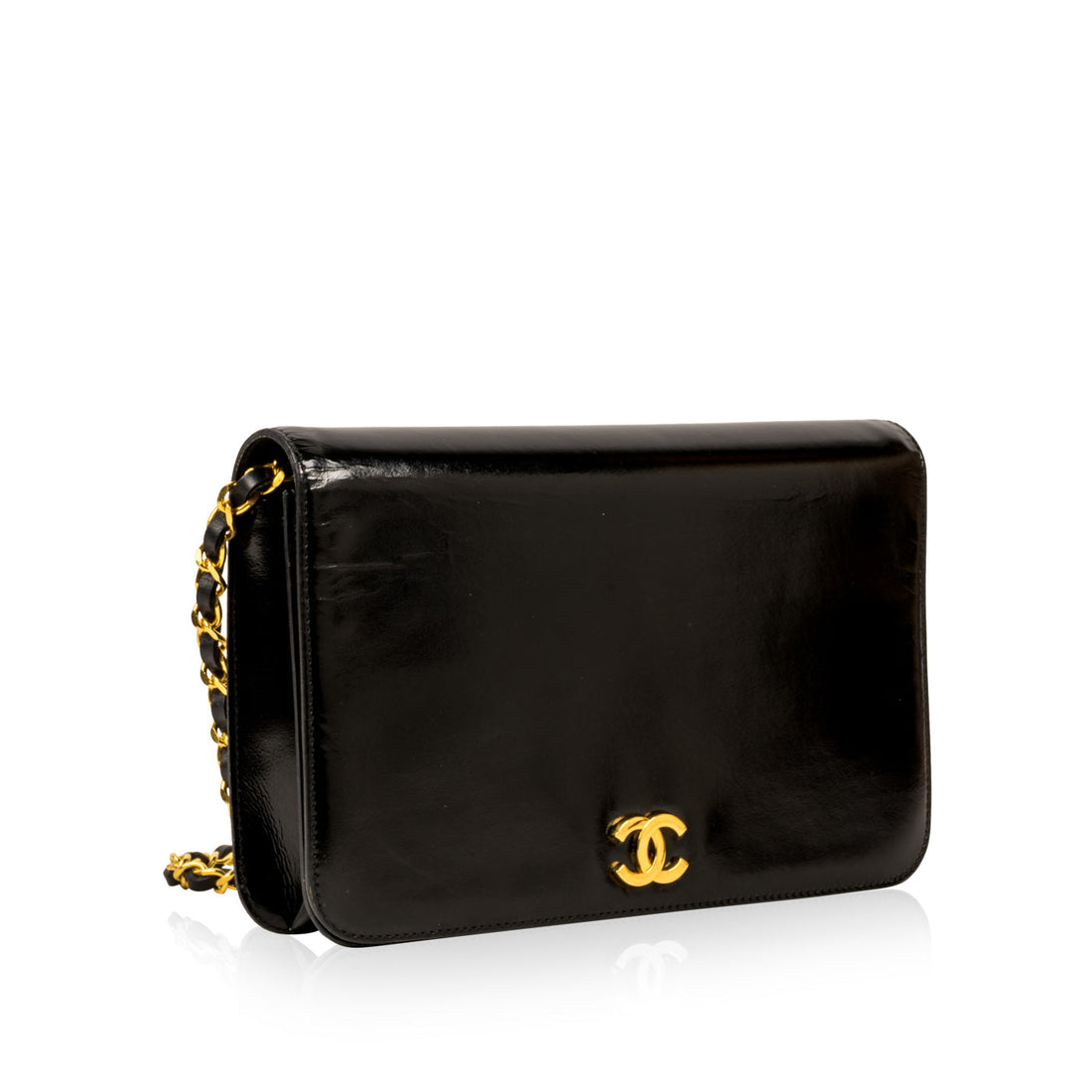 Chanel Vintage Flap Bag - Black - Patent