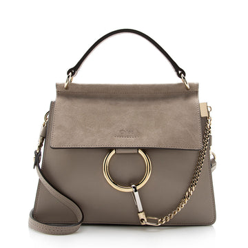 Chloe Calfskin Suede Faye Top Handle Shoulder Bag (SHF-14475)