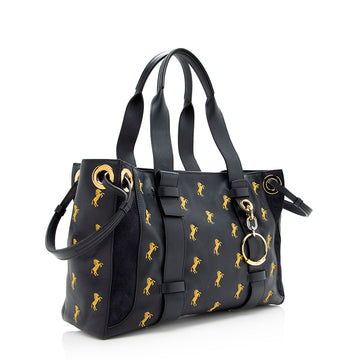 Chloe Leather Embroidered Little Horses Tao Tote