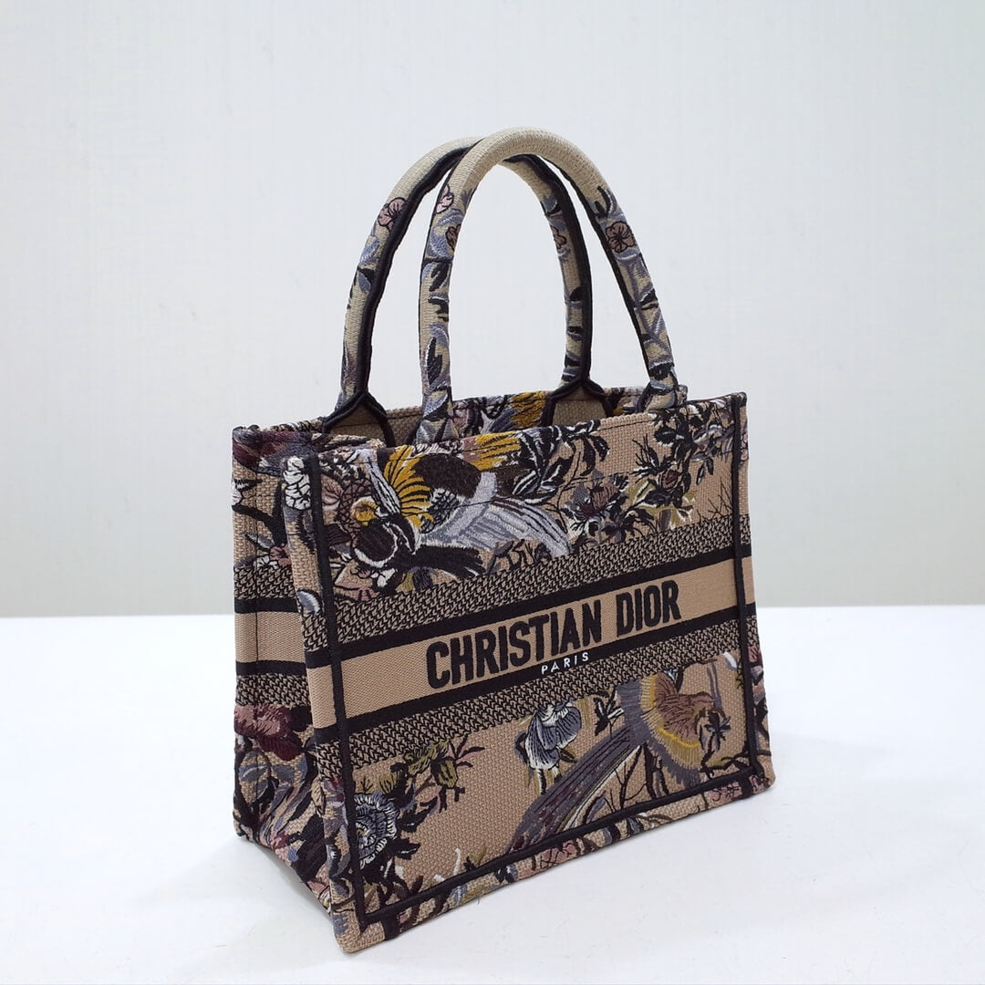 DIR1286 Book Tote black BIG 26.5cm Handbag Embroidery LOGO grey