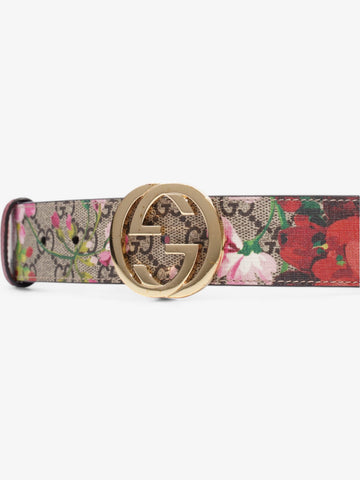 Gucci Interlocking G Belt CS Bloom / Gold Coated Canvas 85cm / 34"