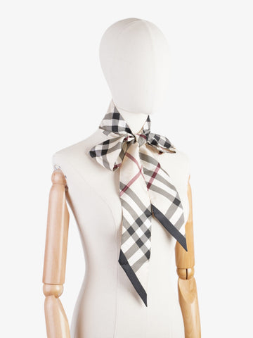 Burberry Large Vintage Reverse Lining Skinny Scarf Stone Silk