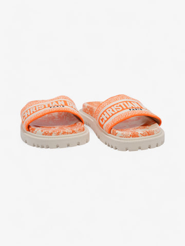 Christian Dior Dway Slides Orange / White Canvas EU 38.5 UK 5.5