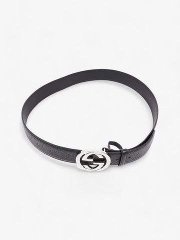 Gucci Interlocking CS Belt Black / Silver Leather 100cm / 40"