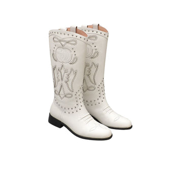 VS WOMEN'S BOOT WITH DOUBLE G AND STUDS WHITE