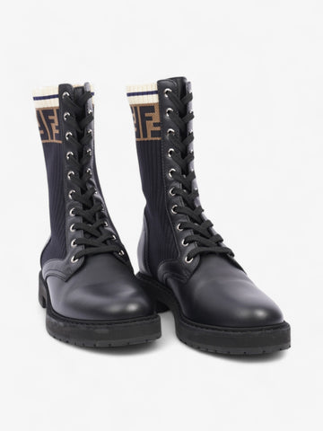 Fendi Rockoko Boots Black / Brown Leather EU 38 UK 5