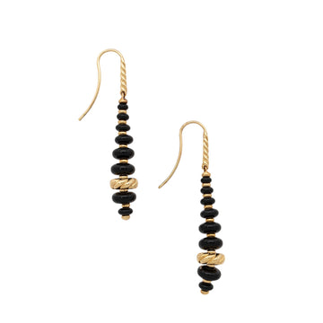 David Yurman 18k Gold Onyx Rio Rondelle Drop Earrings