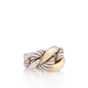 David Yurman Sterling Silver 18k Gold Belmont Curb Ring - Size 8