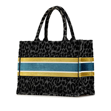 Dior Medium Embroidered Canvas Leopard Mizza Book Tote