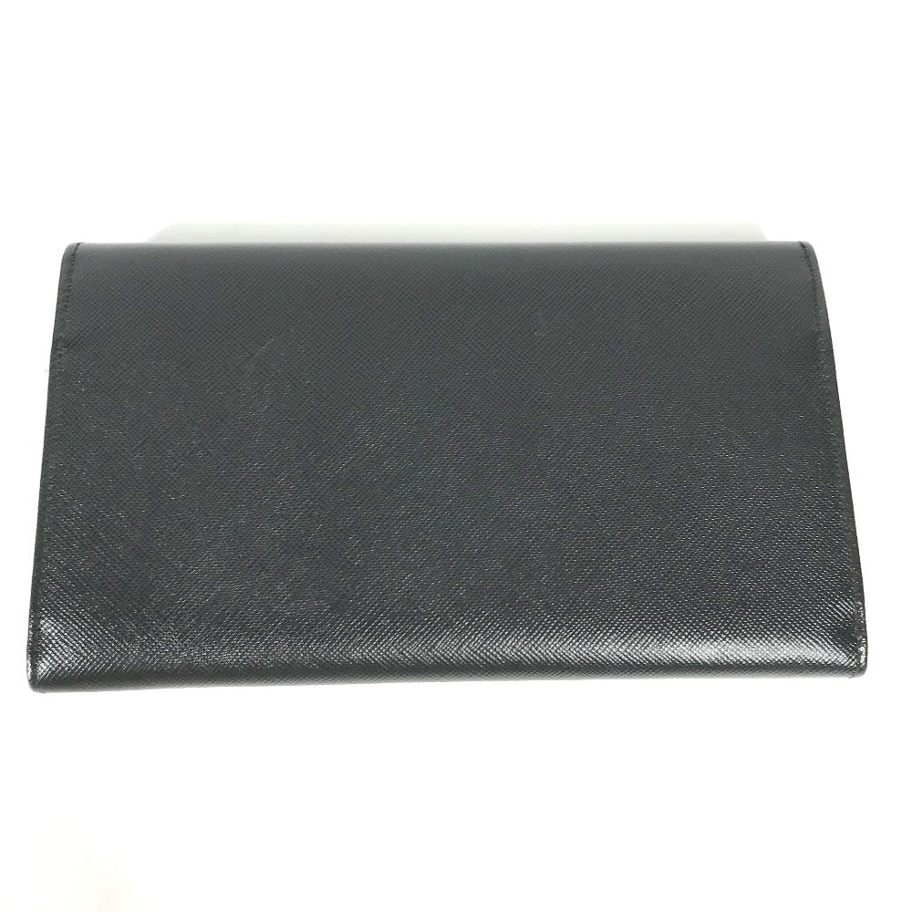PRADA Long Wallet Purse M608A  Safiano leather black Triangle logo plate Long wallet Women Used