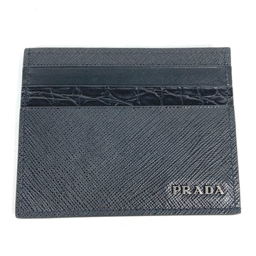 PRADA Card Case 2MC223 Safiano leather black logo mens Used
