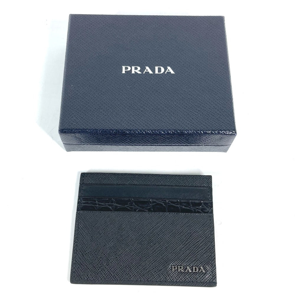 PRADA Card Case 2MC223 Safiano leather black logo mens Used