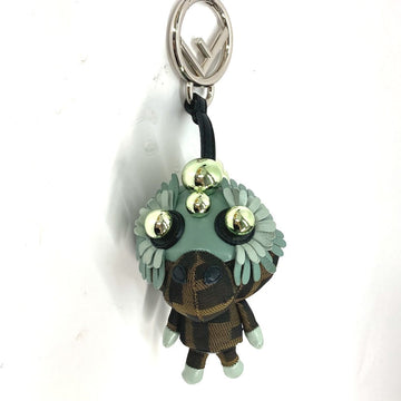 FENDI charm Canvas / leather Brown x Blue type Zucca Space monkey unisex(Unisex) Used
