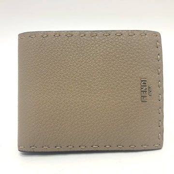 FENDI Folded wallet 7M0194 leather gray stitch Celeria mens Used