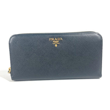 PRADA Long Wallet Purse 1ML506 saffiano leather black logo Heart Bicolor Women Used