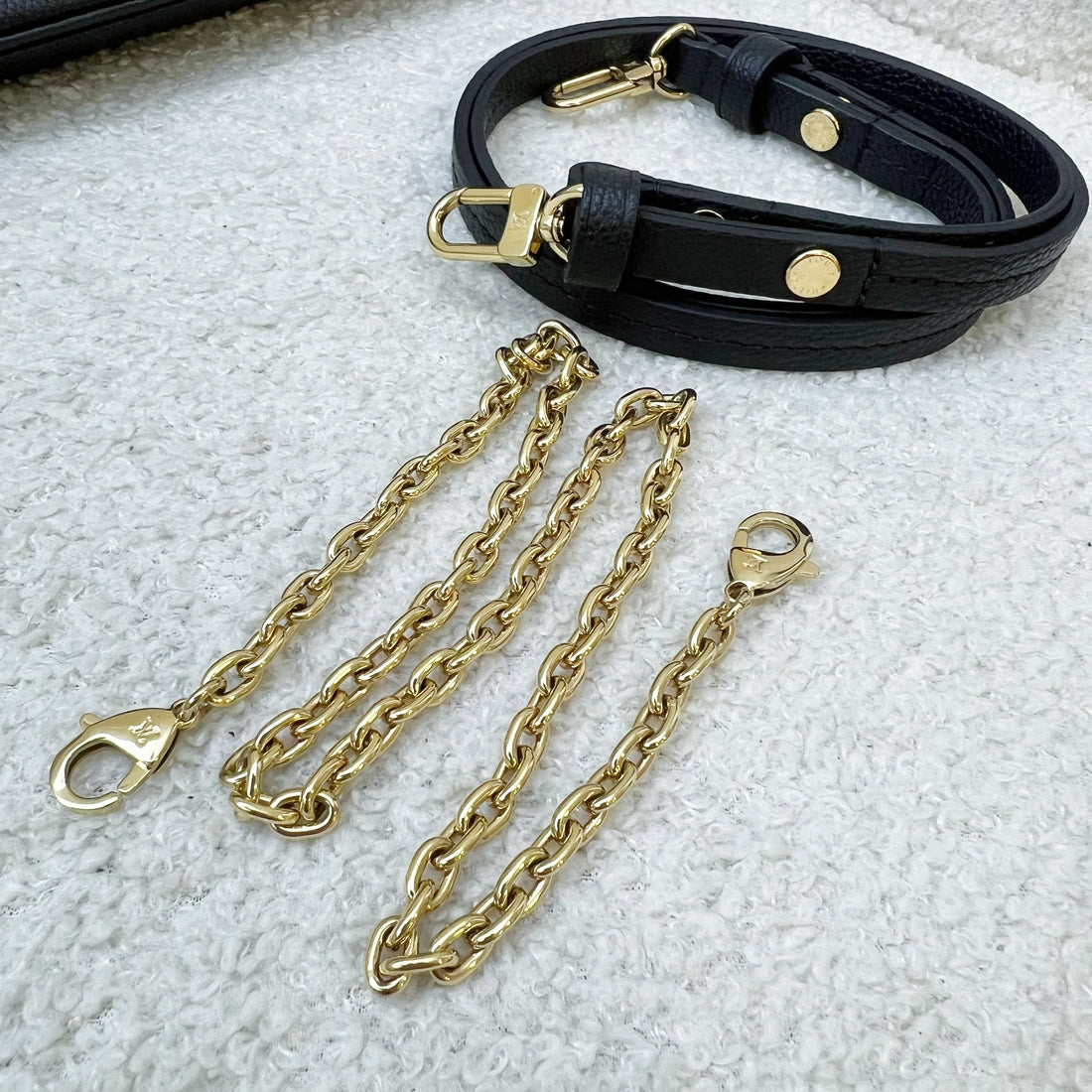 LV Easy Pouch on Strap Bag in Black Monogram Empreinte Leather and GHW