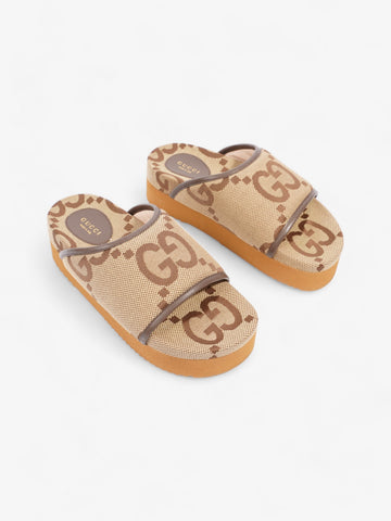 Gucci CS Platform Slides Beige And Ebony CS Supreme Canvas EU 38 UK 5