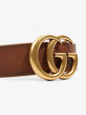 Gucci CS Marmont Wide Belt Brown / Gold Leather 85cm / 34"
