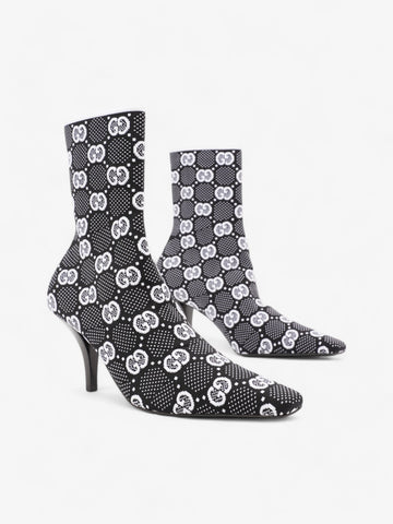 Gucci CS Ankle Boot 80 Black / White Knit EU 38 UK 5