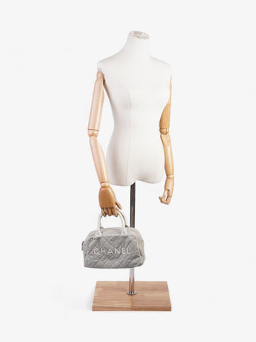 Chanel Sports Line Boston Bag Grey / White Cotton