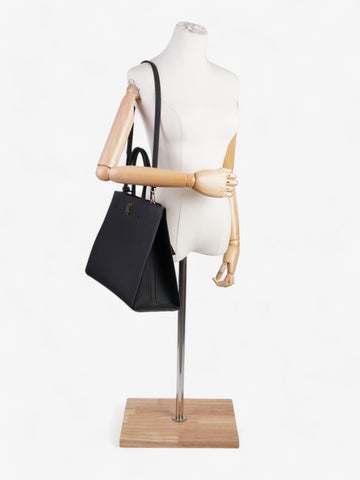 Burberry TB Tote Black Grained Leather Medium