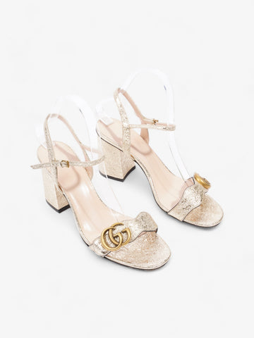 Gucci CS Marmont Ankle Strap Sandals 75mm Gold Leather EU 37.5 UK 4.5