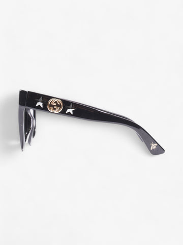 Gucci CS Star Detail Rounded Frame Sunglasses Black Acetate 140mm