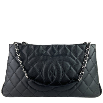 Chanel Expandable Zip Caviar Leather Shoulder Bag