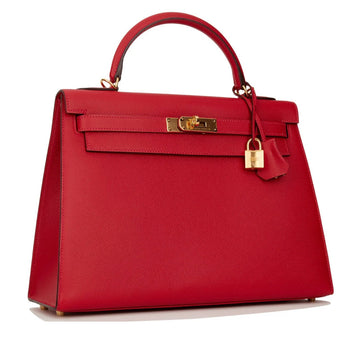 HERMES - KELLY SELLIER 32 ROUGE CASAQUE EPSOM GOLD HARDWARE