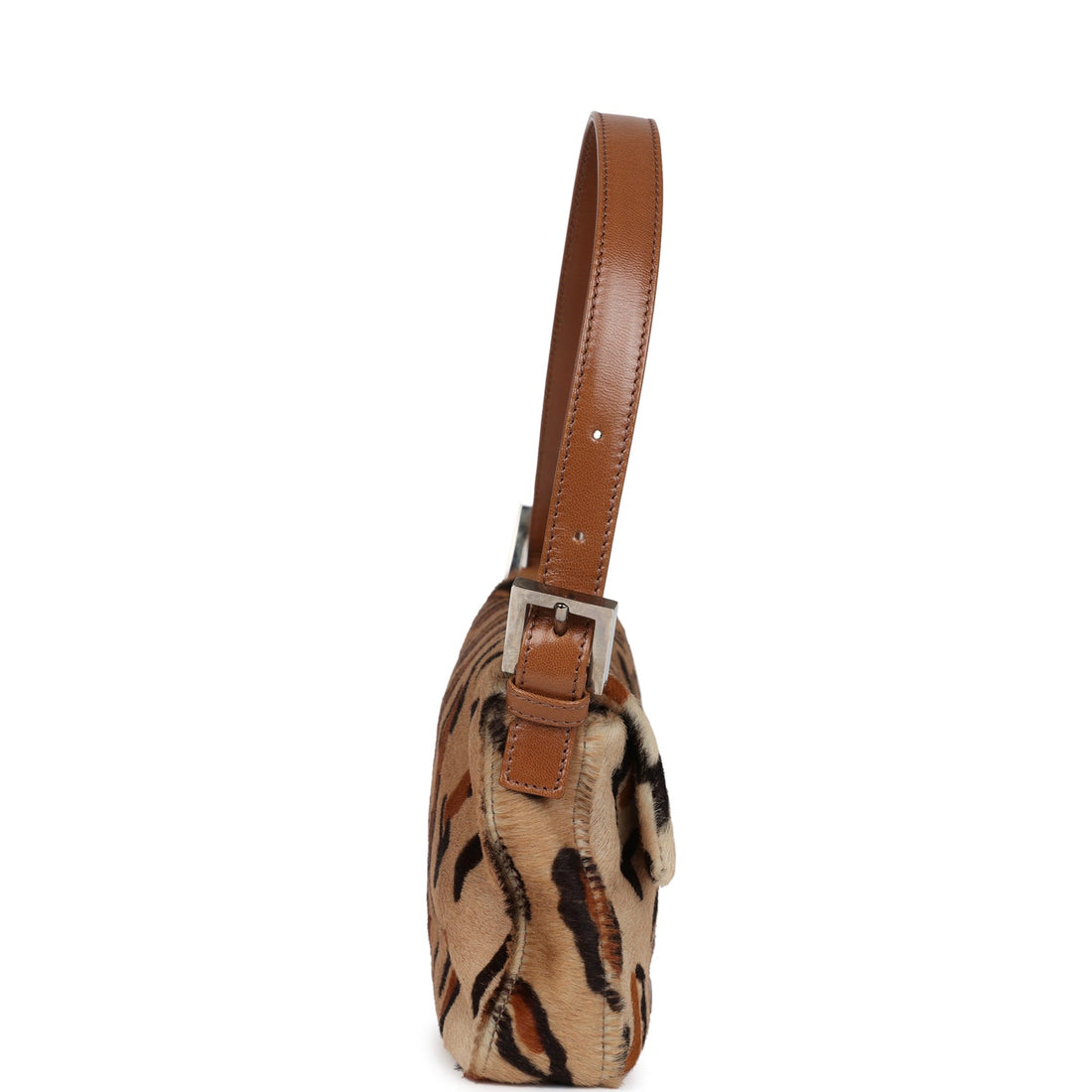 Fendi Baguette Bag Brown Leopard Pony Hair Silver Hardware