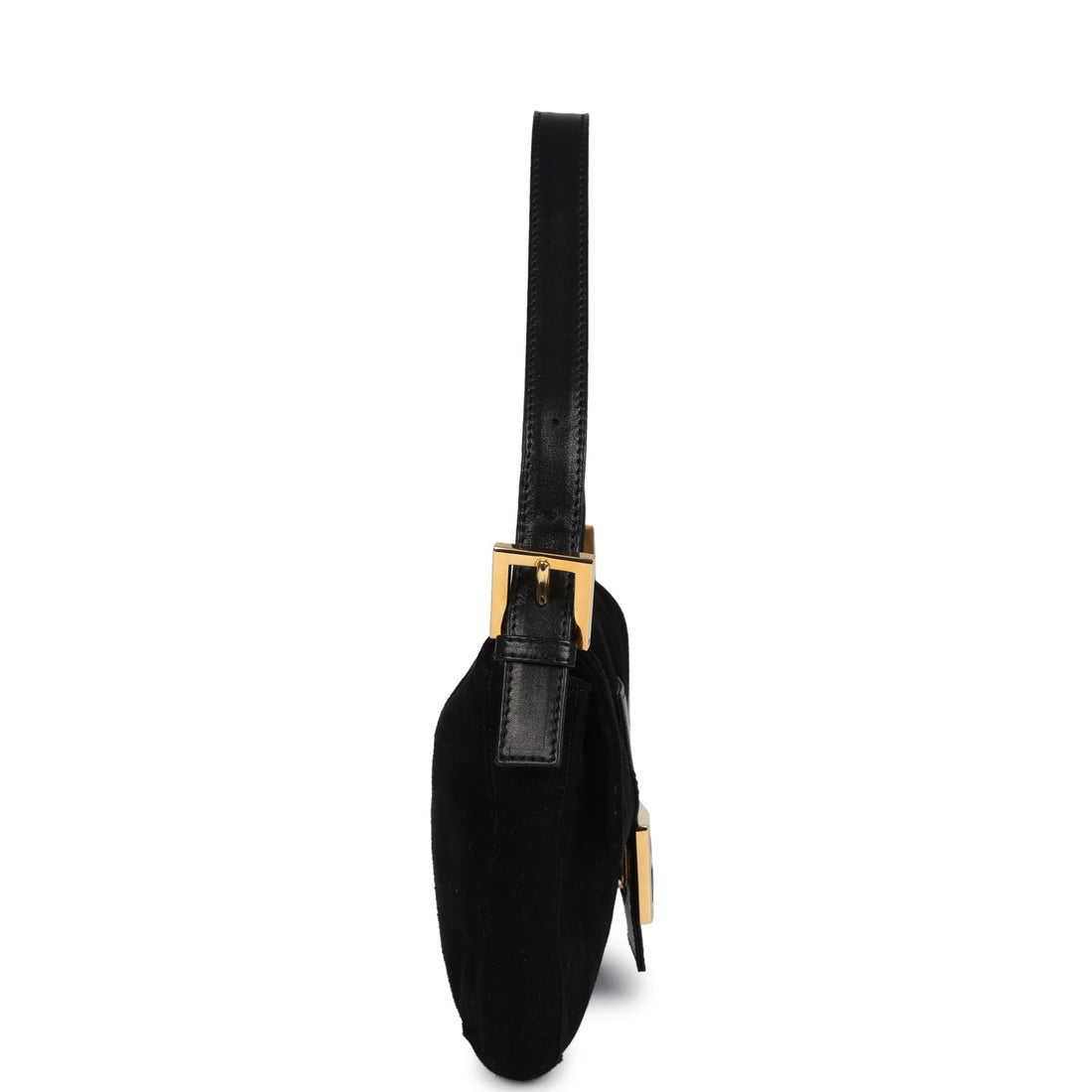 Fendi Baguette Bag Black Suede Gold Hardware