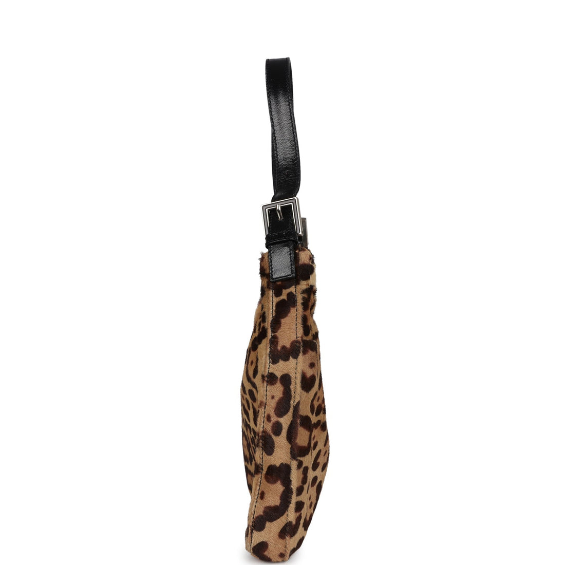 Fendi Leopard Shoulder Bag Brown and Black Ponyhair Silver Hardware