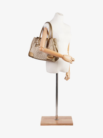 Gucci Princy Tote Beige And Ebony CS Supreme / Gold Canvas Medium
