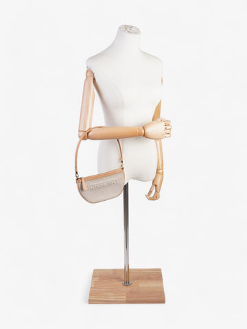 Burberry Olympia Logo Shoulder Bag Beige Cotton