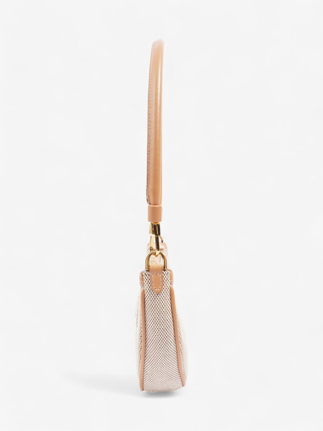 Burberry Olympia Logo Shoulder Bag Beige Cotton