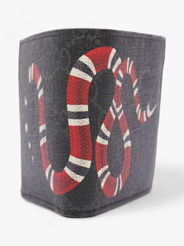 Gucci Kingsnake Print Wallet Black CS Supreme / Red / Navy Coated Canvas