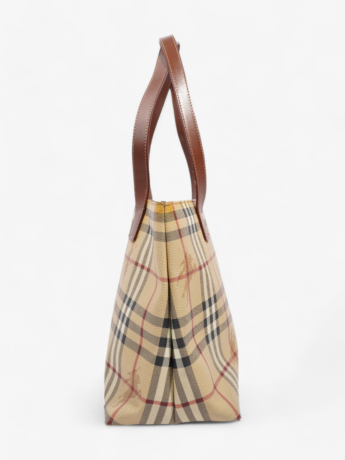 Burberry Logo Tote Bag Check Coated Canvas