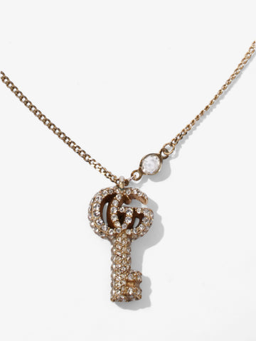 Gucci CS Key Pendant with Crystals Gold / White Base Metal