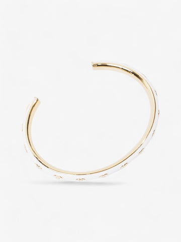 Chanel CC Bangle White / Gold Base Metal Medium