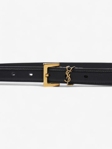 Saint Laurent Cassandre Slim Leather Belt Black Leather 70cm 27.5"
