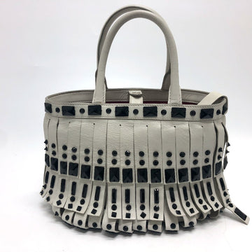 PRADA Handbag B2466S leather white fringe Women Used