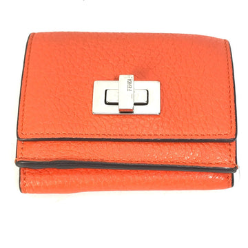 FENDI Trifold wallet 8M0426 leather Orange Peekaboo Women Used