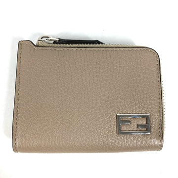FENDI Coin case 7M0330 leather Beige type Fragment case Wallet logo mens Used